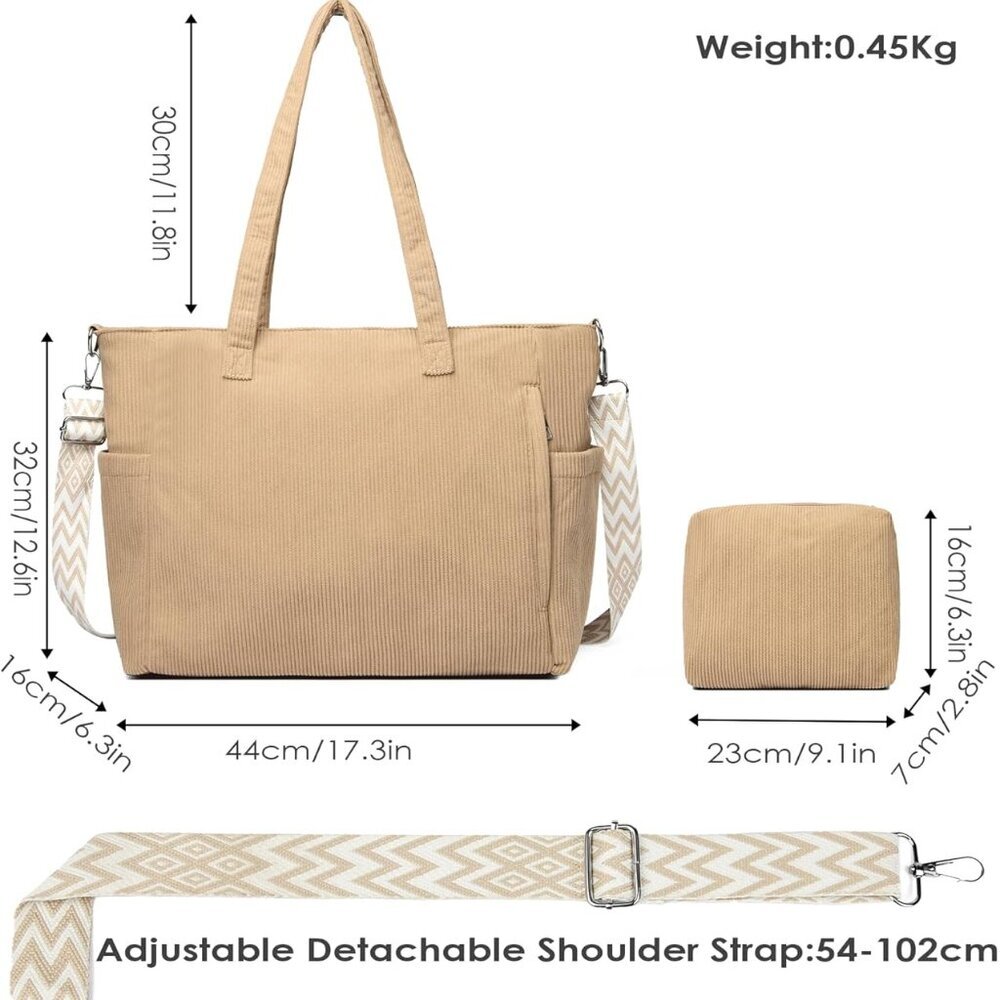 Elegant Black Corduroy Tote Bag - Spacious And Fu… - image 4